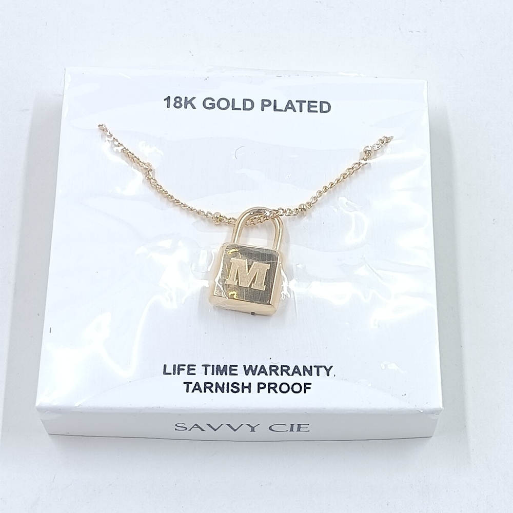Savvy Cie 18k Gold Plated Initial Pendant Necklace. Brand New